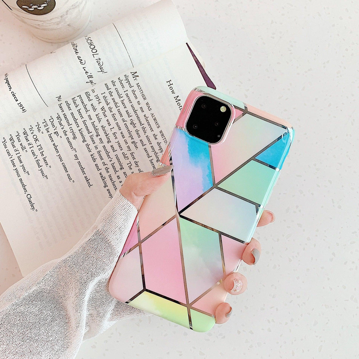 Rainbow Marble Shockproof Silicone Phone Case - For iPhone 13 - view 5