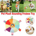 Rainbow Plush Dog Frisbee Toy for Puppies with Built-In Bell