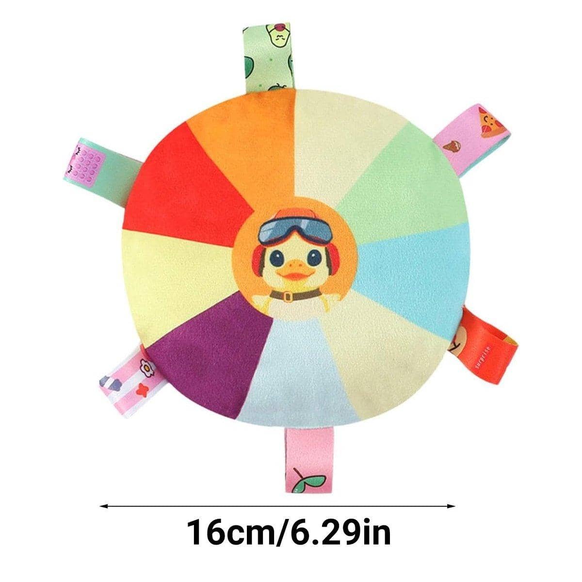 Rainbow Plush Dog Frisbee Toy for Puppies with Built-In Bell - view 3