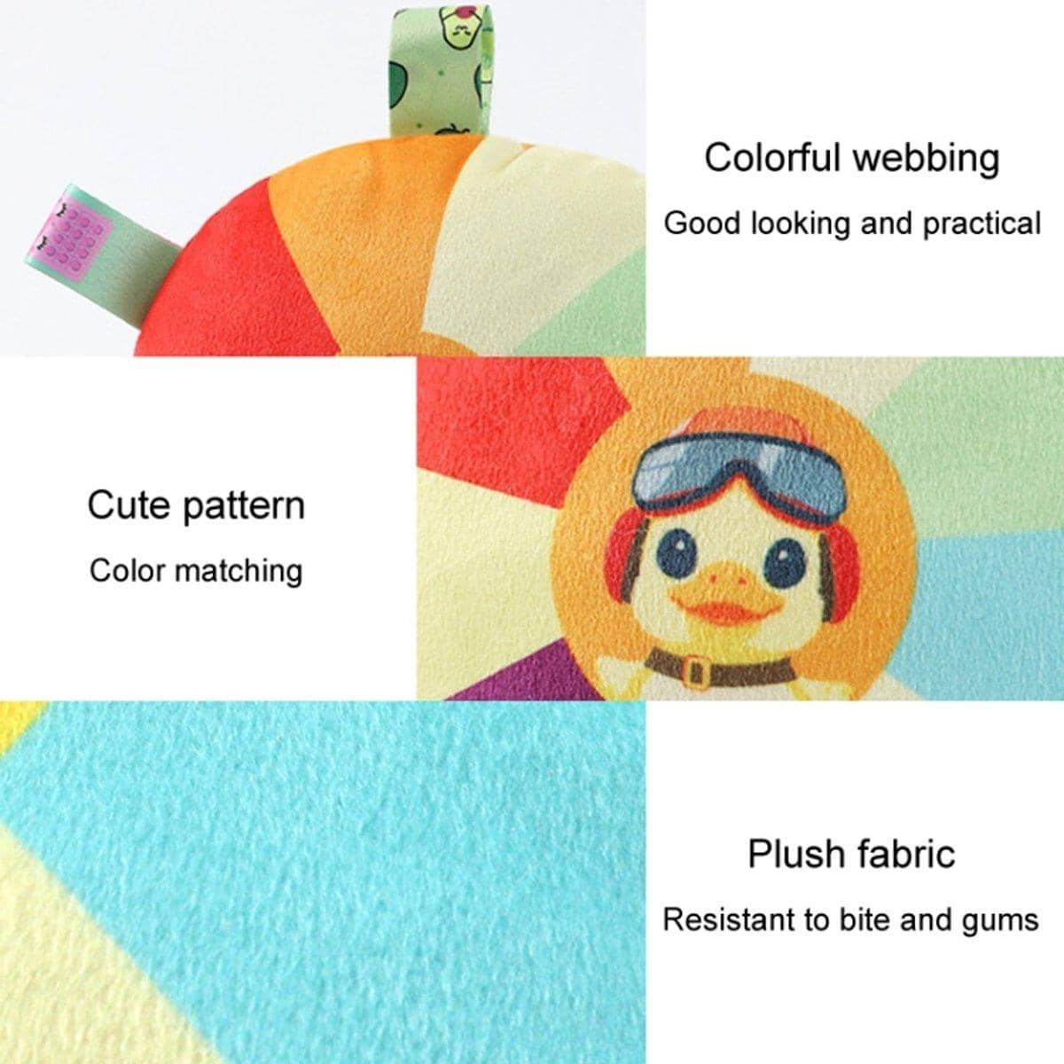 Rainbow Plush Dog Frisbee Toy for Puppies with Built-In Bell - view 5
