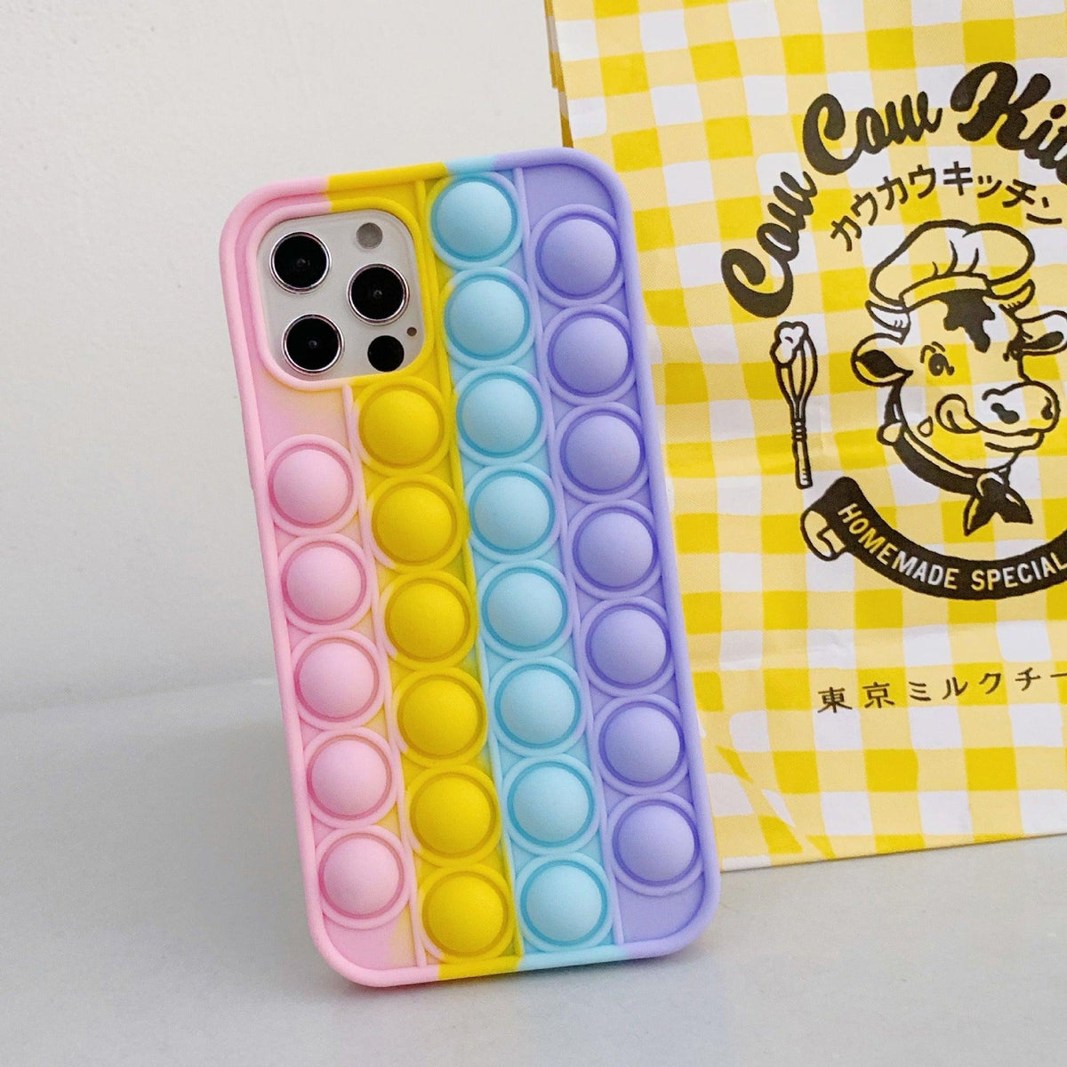 Rainbow Pop Push Bubble Silicone Phone Case for iPhone 12Pro - view 6