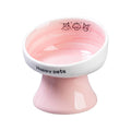 Raised Ceramic Pet Bowl for Cats and Small Dogs - Pink