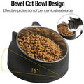 Raised Pet Food Bowl Tilted Non-Slip Stainless Steel Dog Cat Feeder - Green - view 3