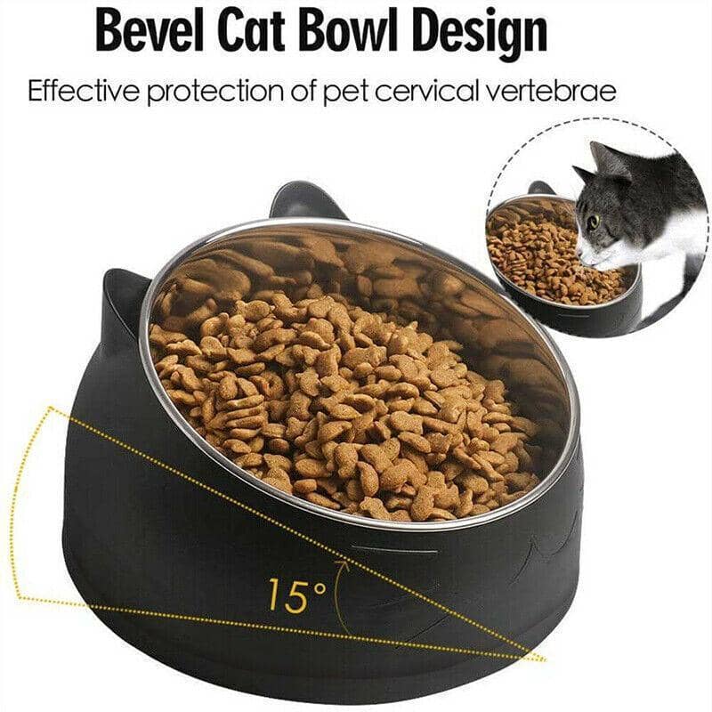 Raised Pet Food Bowl Tilted Non-Slip Stainless Steel Dog Cat Feeder - Green - view 3