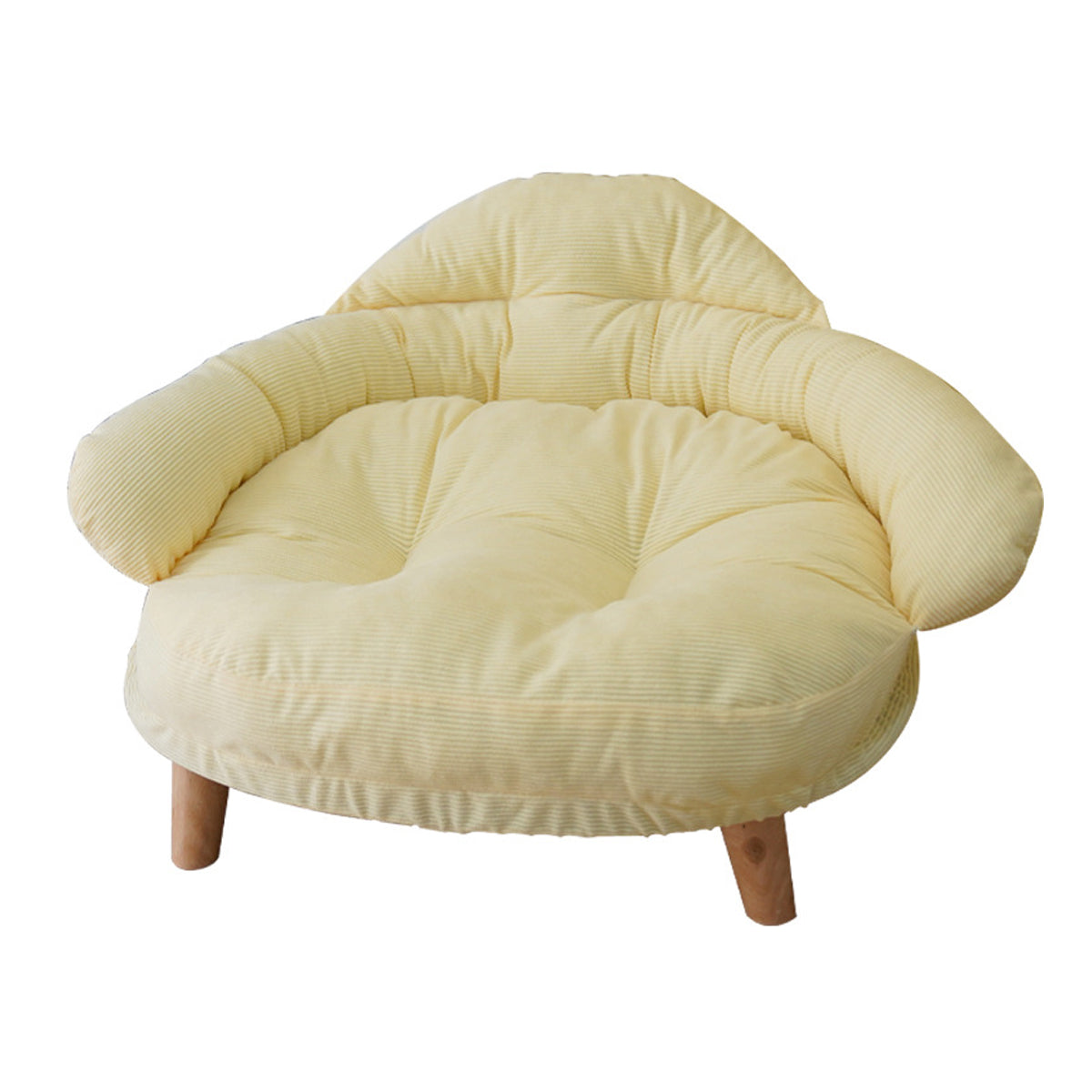 Raised Pet Sofa Bed with Removable Washable Cushion for Cats and Dogs - Yellow