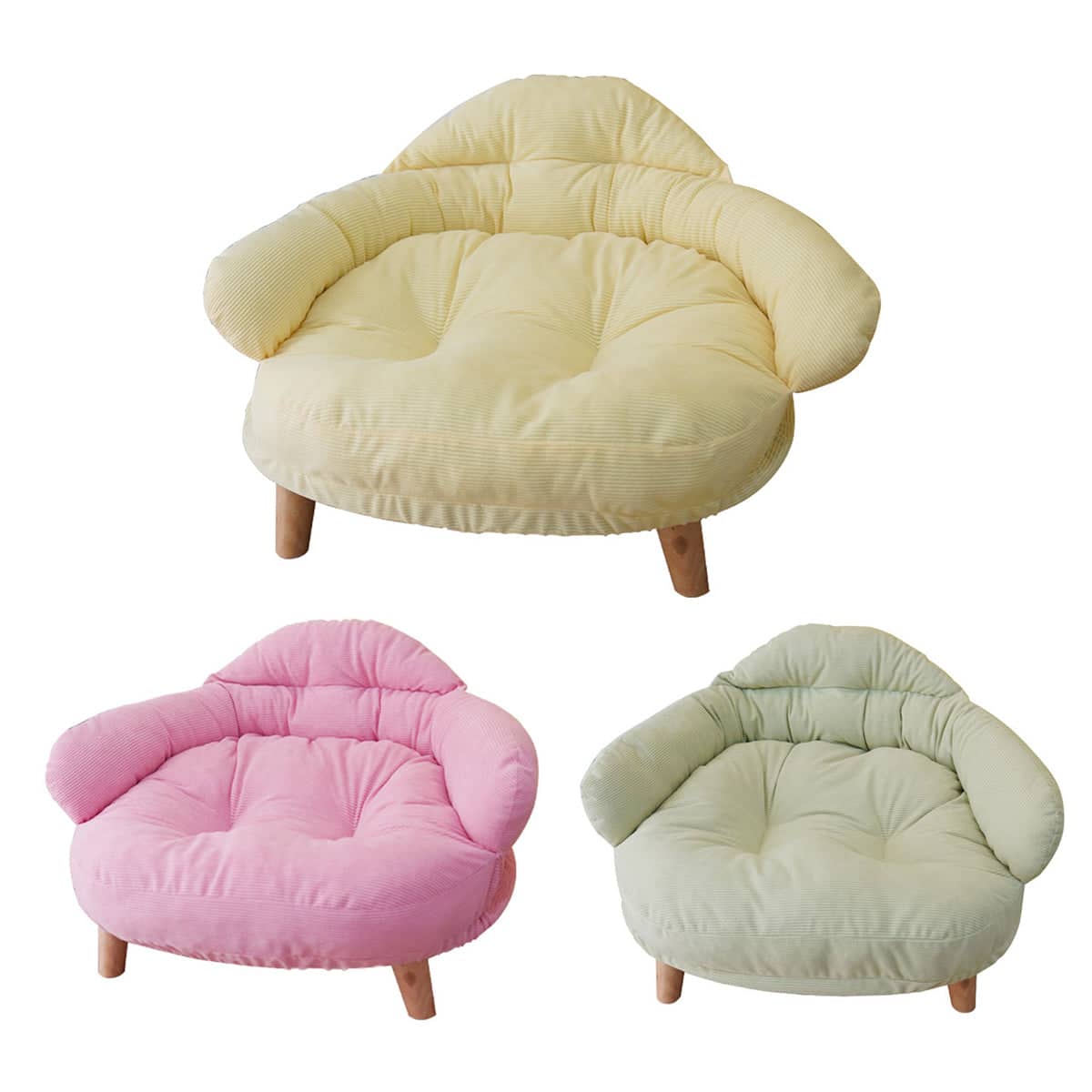 Raised Pet Sofa Bed with Removable Washable Cushion for Cats and Dogs - Yellow - view 3