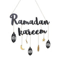 Ramadan Kareem Wooden Hanging Ornament, Eid Mubarak Decor - Black