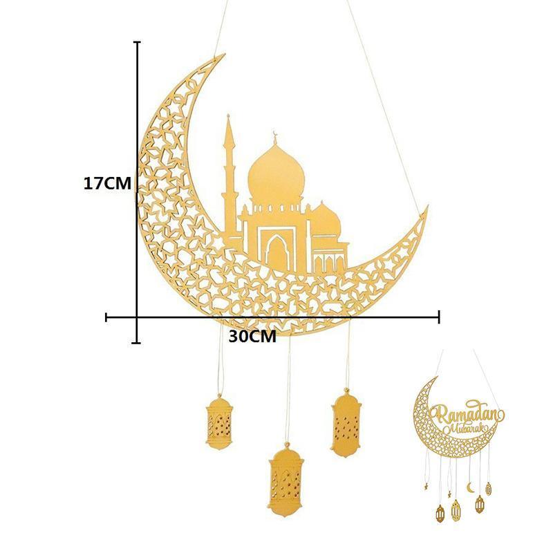 Ramadan Kareem Wooden Hanging Ornament, Eid Mubarak Decor - Black - view 4