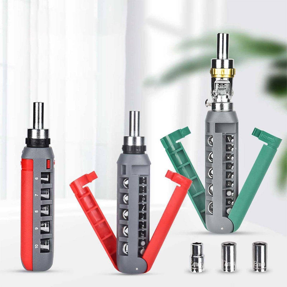 Ratchet Screwdriver Set 14-In-1 - Red and Grey with Numbered Sockets - view 5