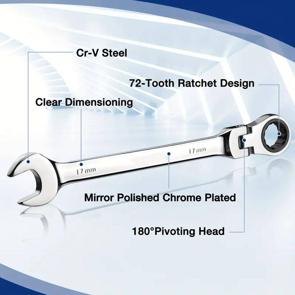 Ratchet Spanner Wrench with 180 Degree Pivoting Head - 32mm - view 5
