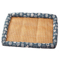 Rattan Cooling Pet Mat with Cushioned Edge - Blue, Large (60 x 45 cm)