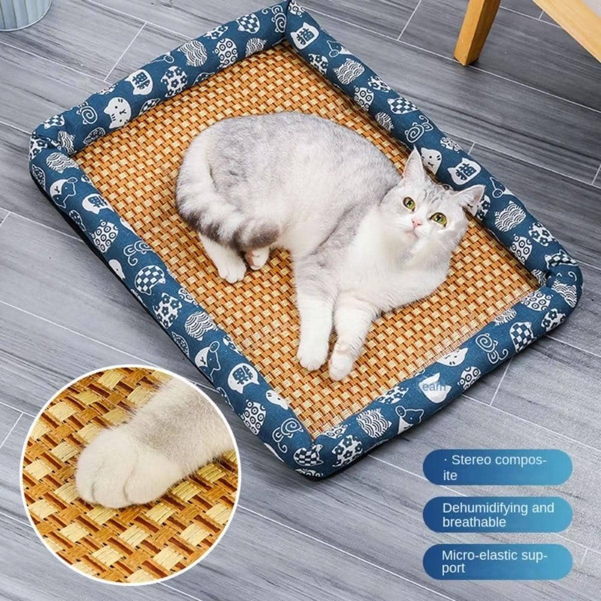 Rattan Cooling Pet Mat with Cushioned Edge - Pink, Medium (50 x 40 cm) - view 5
