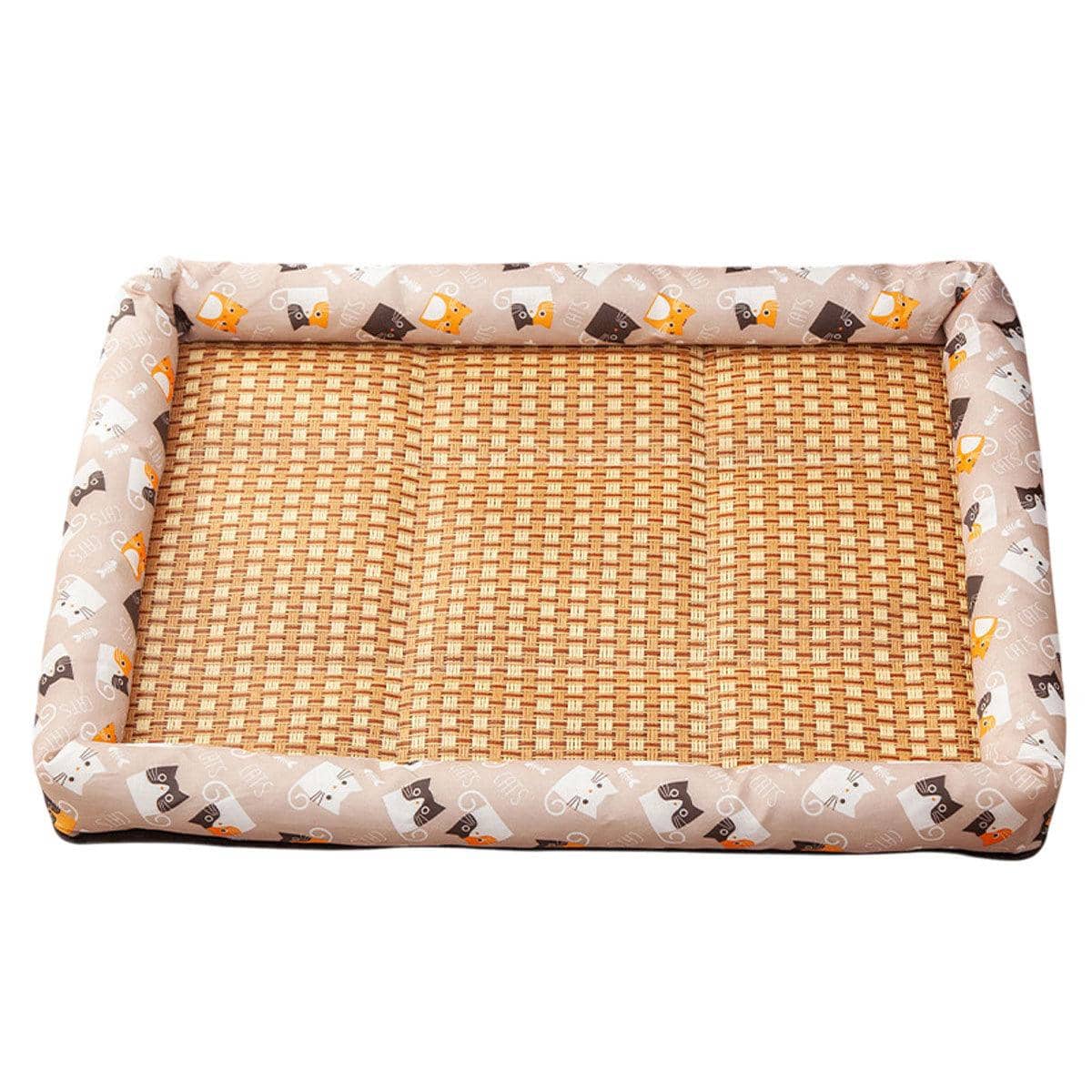 Rattan Cooling Pet Mat with Cushioned Edge - Pink, XXL (90 x 70 cm)