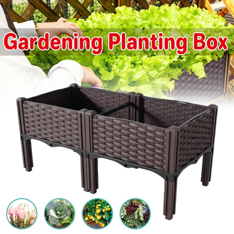 Rattan-Style Raised Garden Planter Box for Vegetables and Flowers, Patio and Balcony