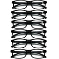 Reading Glasses 6 Pairs Black Wayfarer Frame, Men and Women - +1.50 Strength