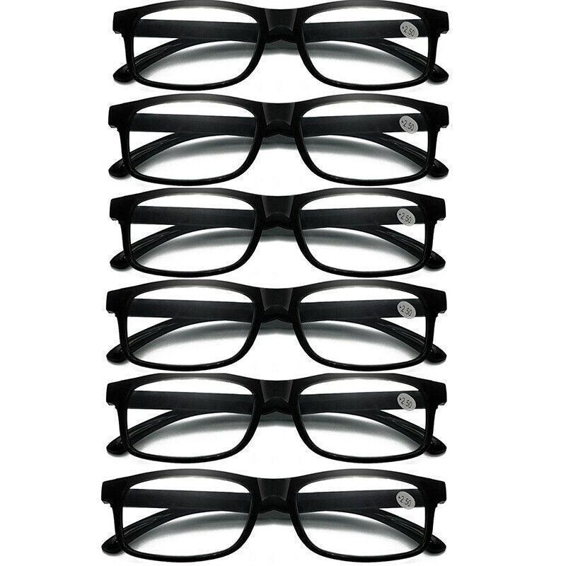 Reading Glasses 6 Pairs Black Wayfarer Frame, Men and Women - +4.00 Strength