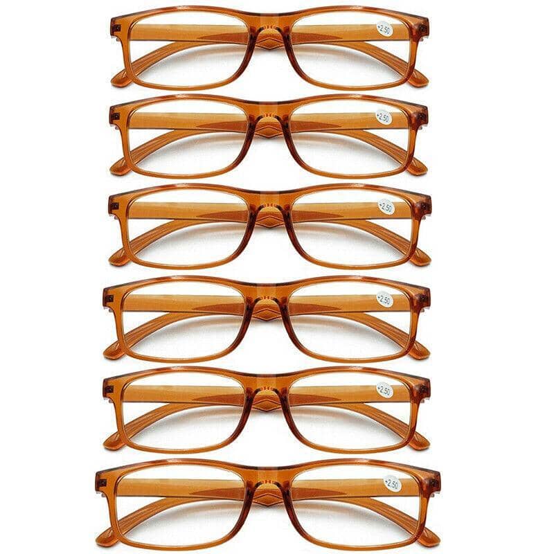 Reading Glasses with Brown Frame, Pack of 6 - +3.50 Strength