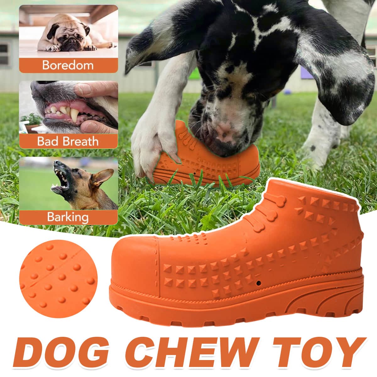 Realistic Boot Shaped Natural Rubber Dog Chew Toy for Teeth Cleaning