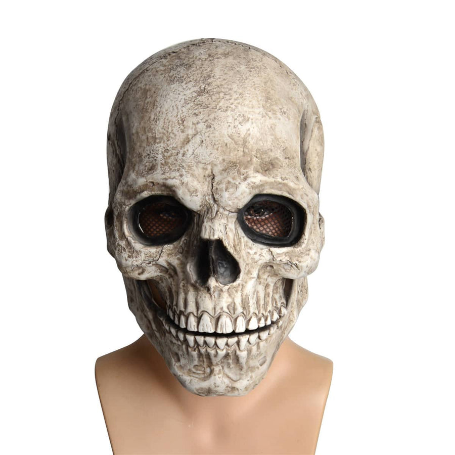 Realistic Latex Skull Halloween Mask with Movable Jaw in Bone White, Costume Party Wear