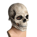 Realistic Latex Skull Halloween Mask with Movable Jaw in Bone White, Costume Party Wear - view 5