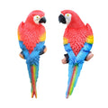 Realistic Resin Parrot Wall Hanging Pair for Home and Garden - Red