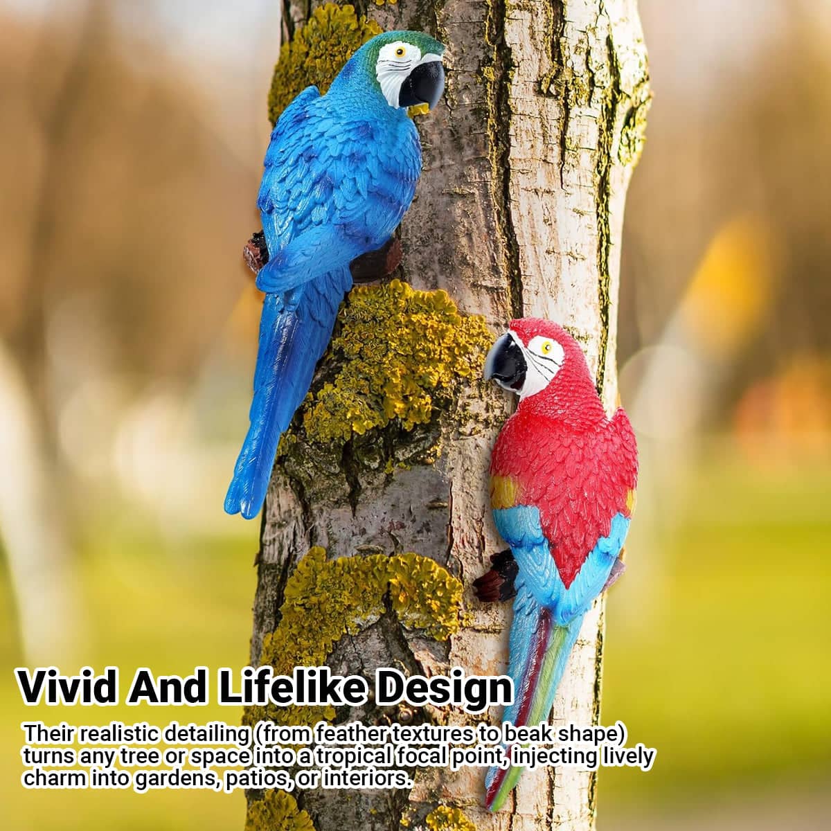 Realistic Resin Parrot Wall Hanging Pair for Home and Garden - Red - view 5