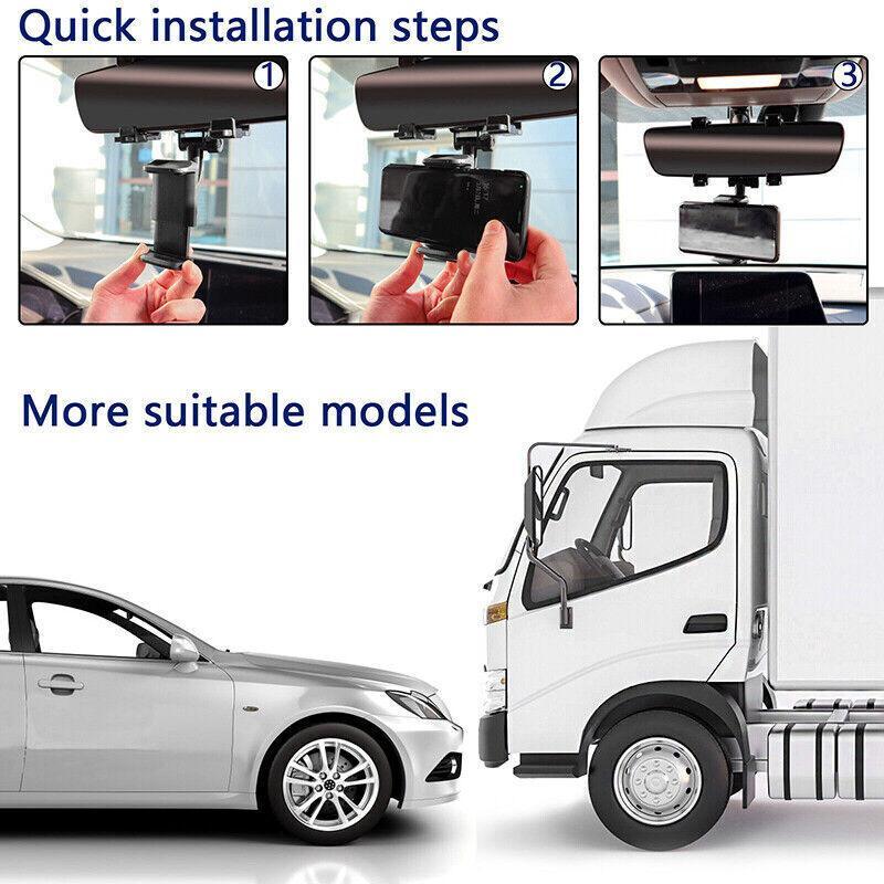 Rear View Mirror Phone Holder with 360 Degree Rotation for Cars and Trucks - view 3