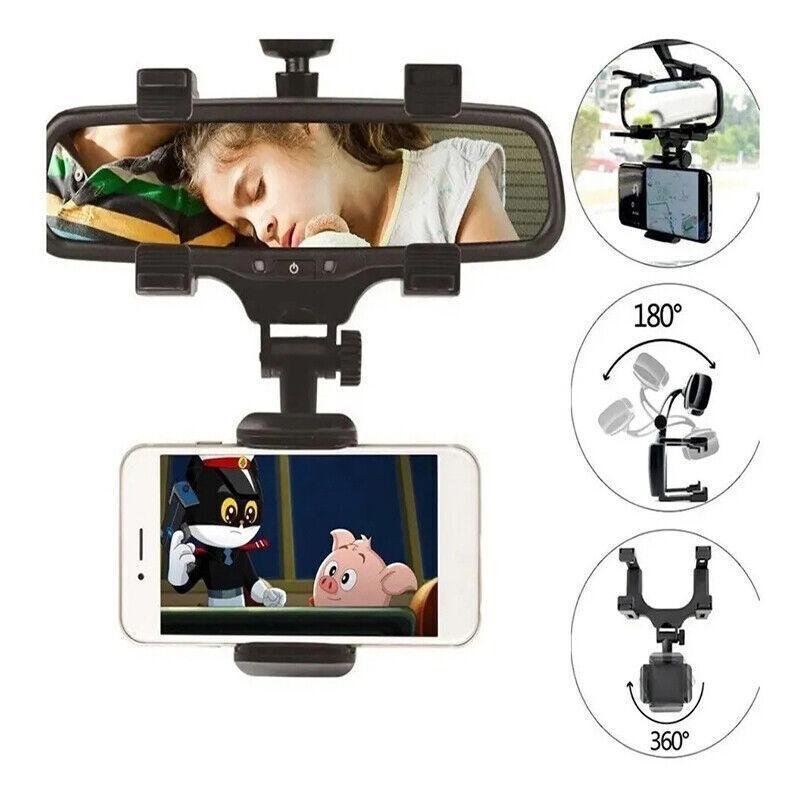 Rear View Mirror Phone Holder with 360 Degree Rotation for Cars and Trucks - view 4