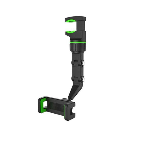 Rearview Mirror Phone Holder Adjustable ABS Mount - Green
