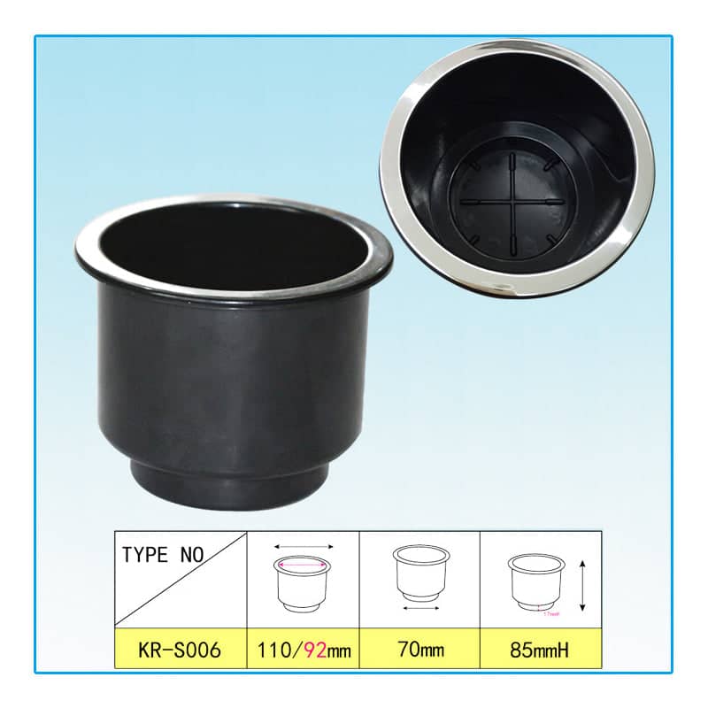 Recessed Plastic Cup Drink Holder for Car, Boat and RV, Black, Pack of 4 - view 3