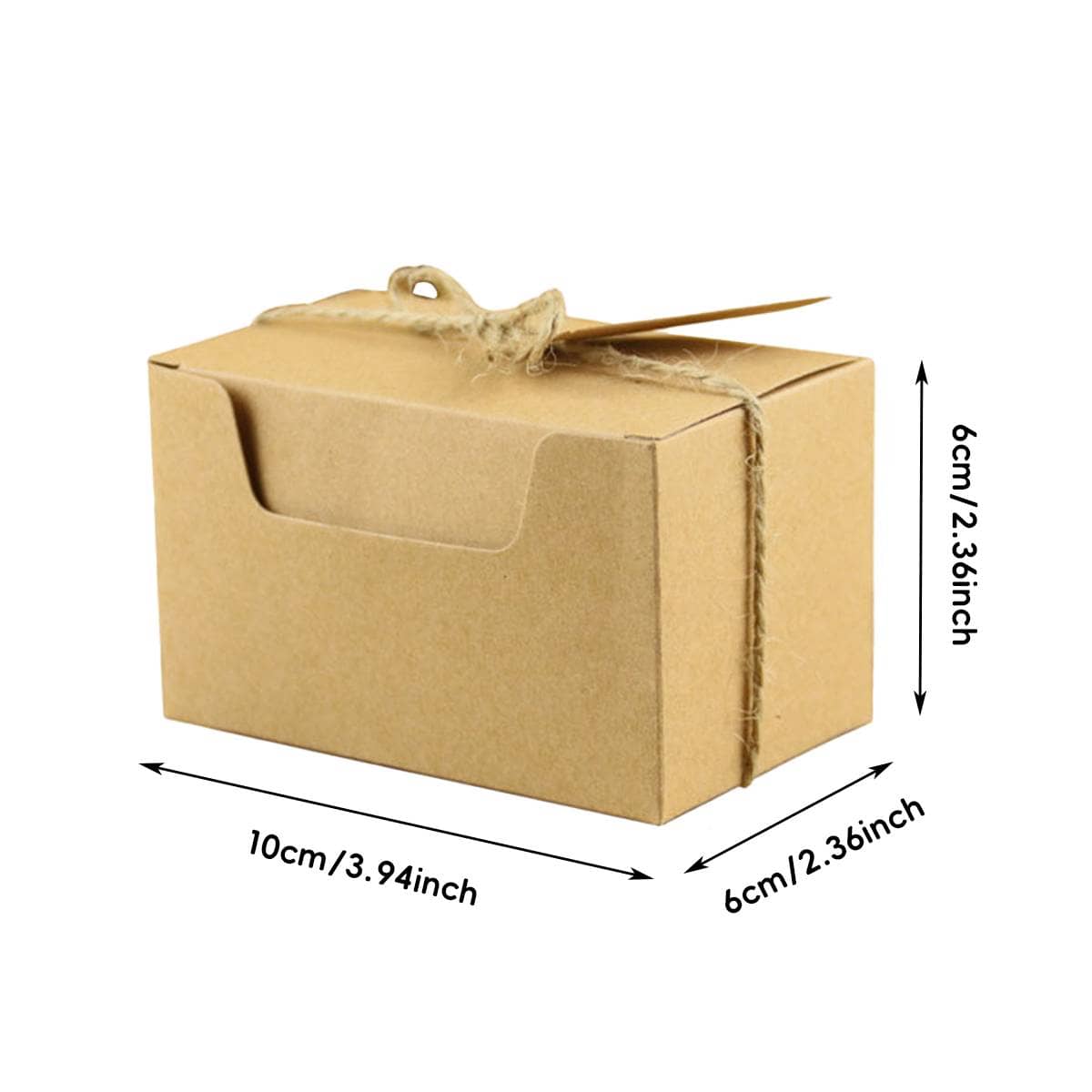 Rectangle Retro Kraft Paper Candy Boxes, Pack of 50 - Natural Kraft Wedding Favour Packaging - view 3