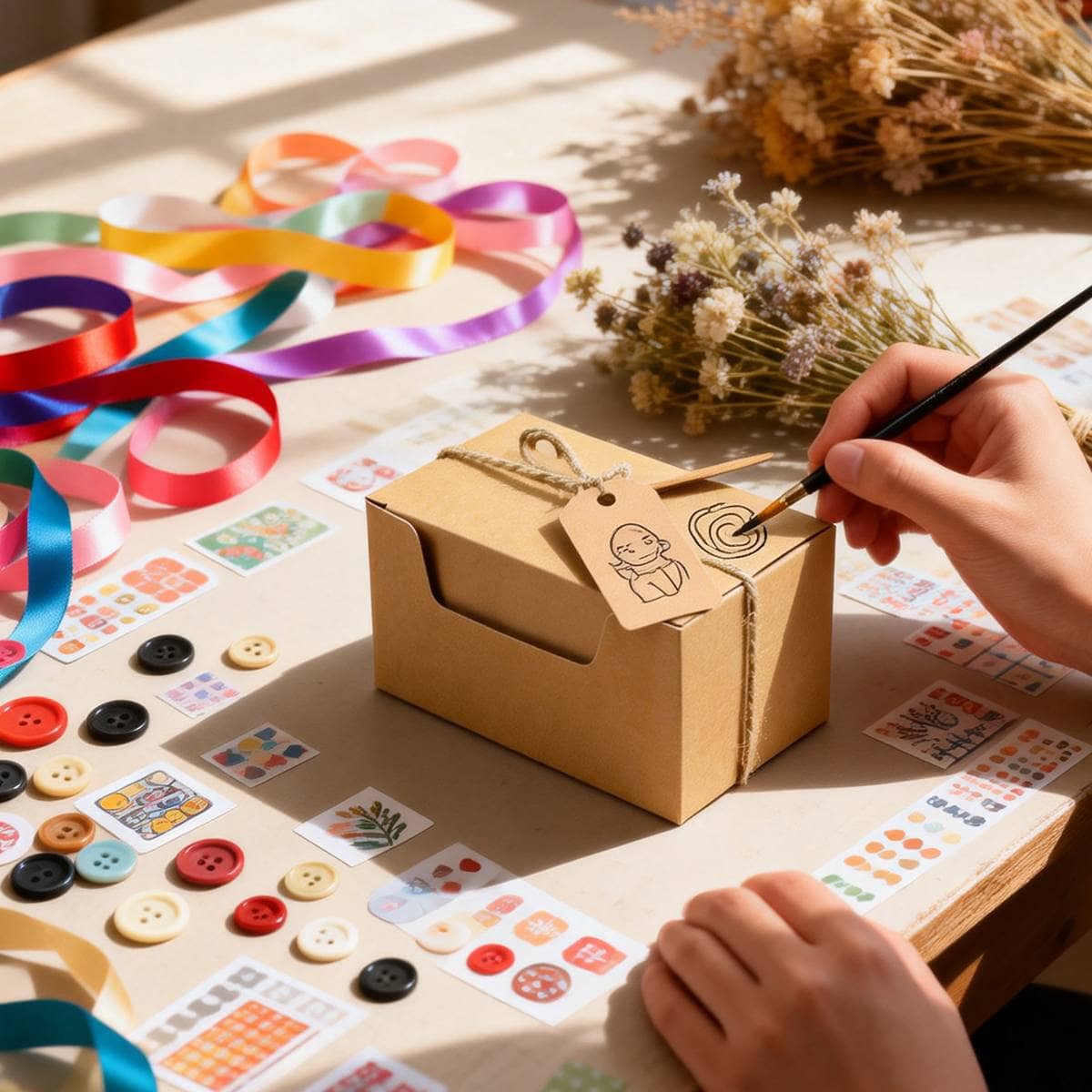 Rectangle Retro Kraft Paper Candy Boxes, Pack of 50 - Natural Kraft Wedding Favour Packaging - view 5
