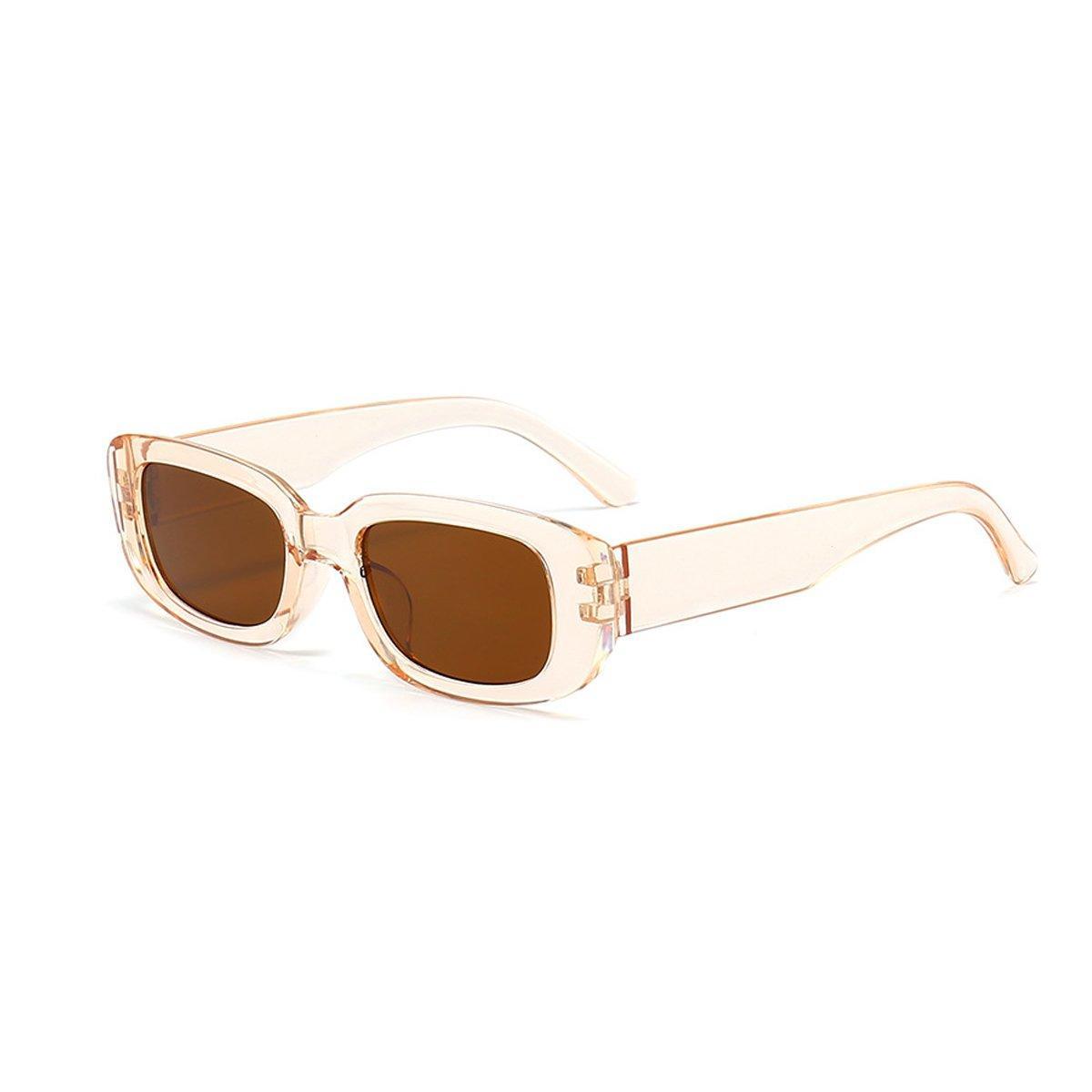 Rectangle Sunglasses - Champagne Frame and Brown Lenses