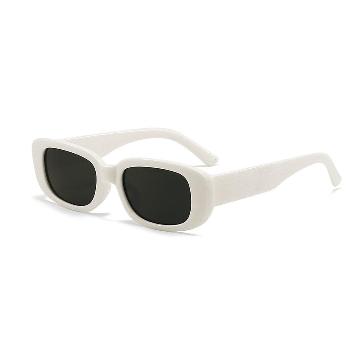 Rectangle Sunglasses - White Frame and Black Lenses