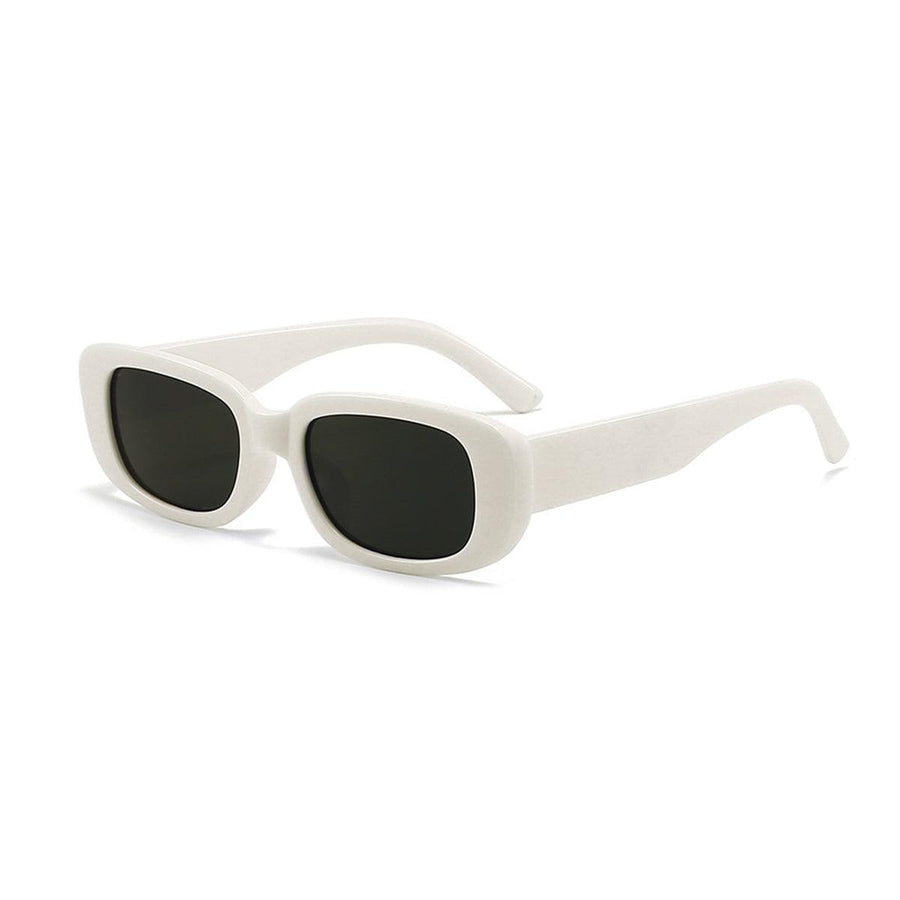 Rectangle Sunglasses - White Frame and Black Lenses