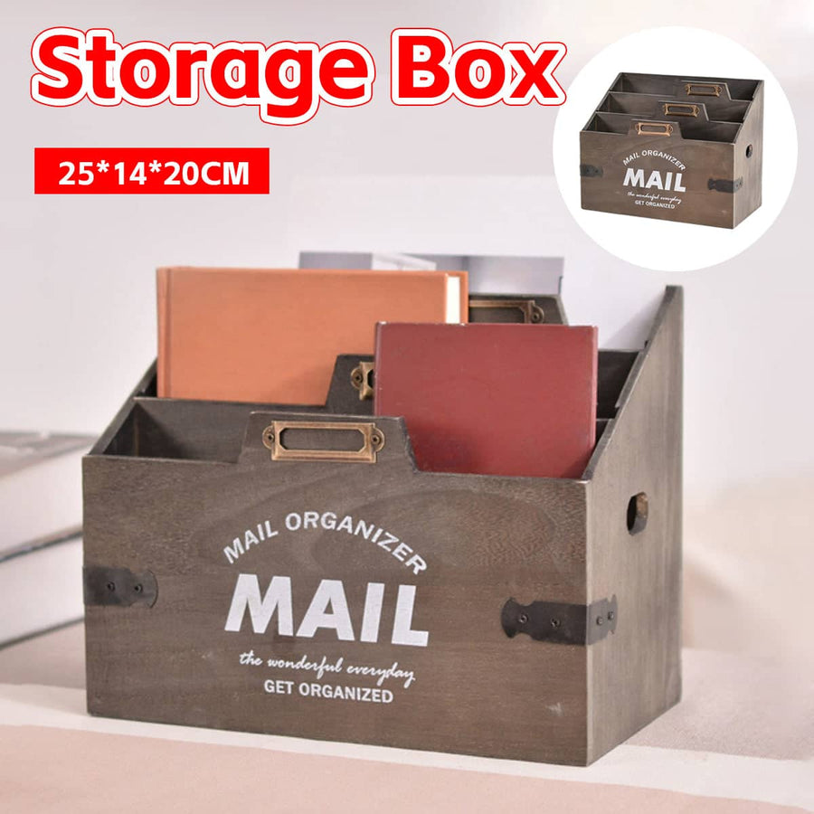 Rectangular 3 Layer Wooden Storage Box for Home Office Desk Organiser