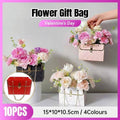 Rectangular Handbag Flower Packaging Gift Bags with Chain Handle - Pink, Pack of 10 - view 2