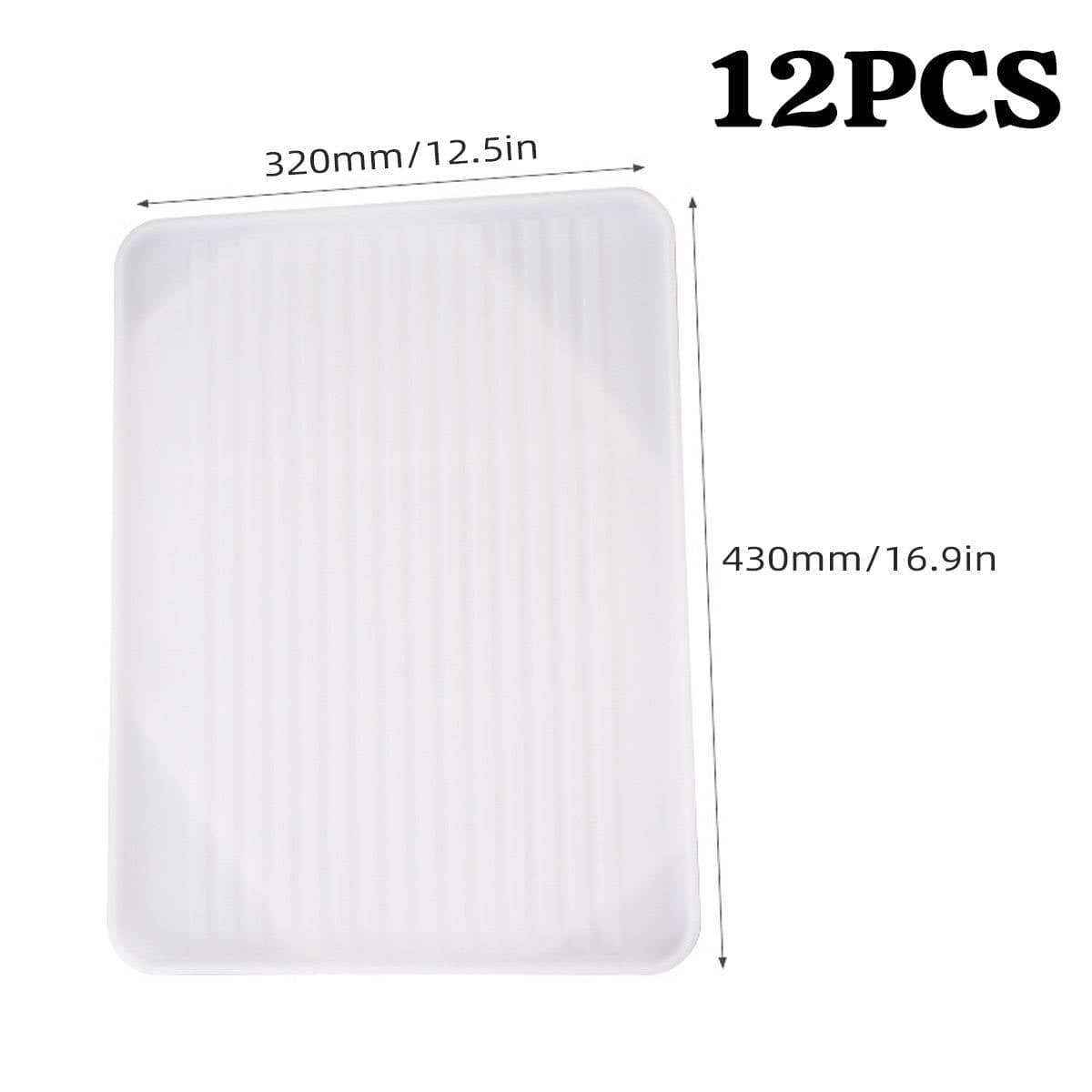 Rectangular Plastic Serving Tray Set of 12 White Anti-Slip Stackable Trays - view 3