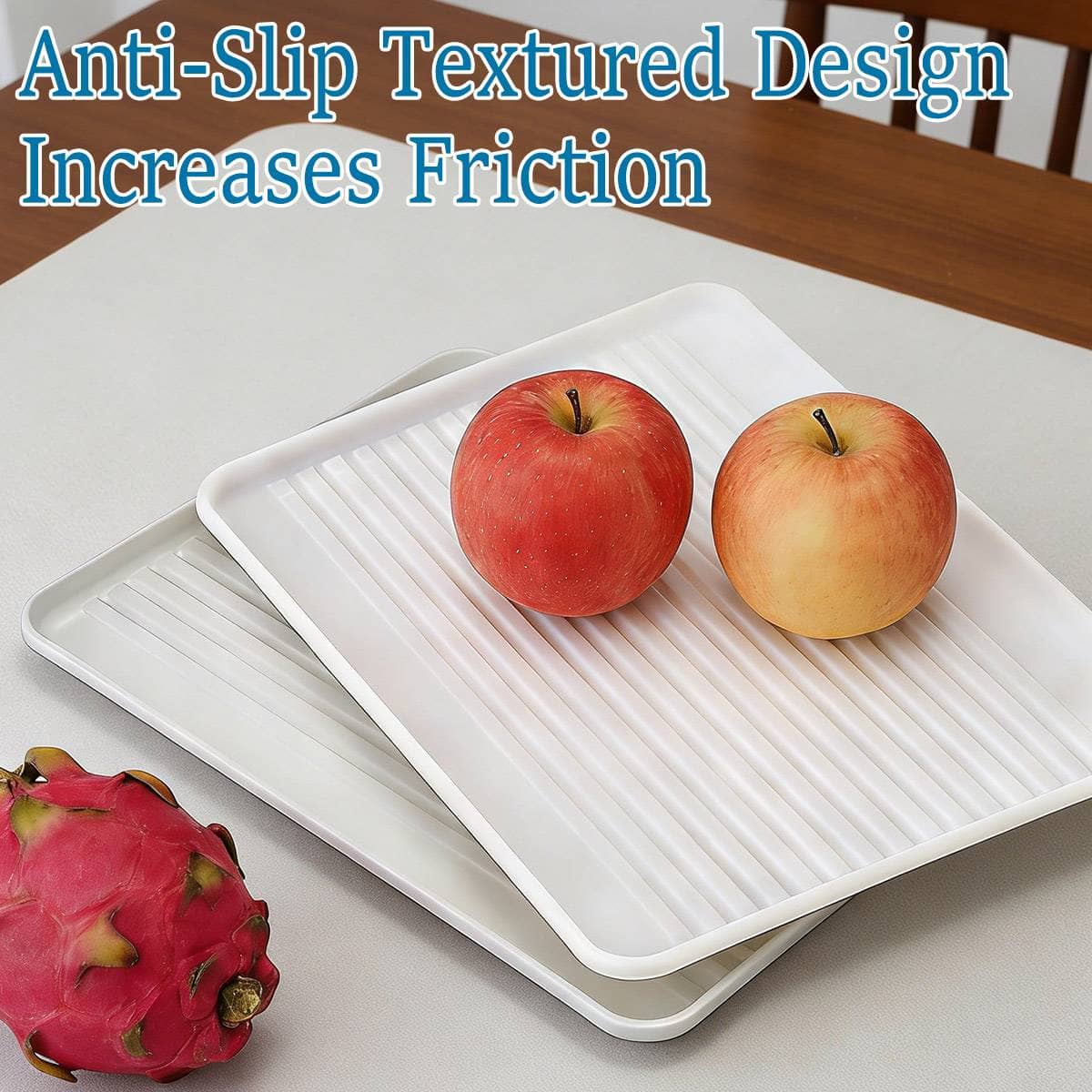 Rectangular Plastic Serving Tray Set of 12 White Anti-Slip Stackable Trays - view 4