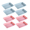 Rectangular Stackable Plastic Storage Trays, Set of 8 - Pink and Blue - view 2