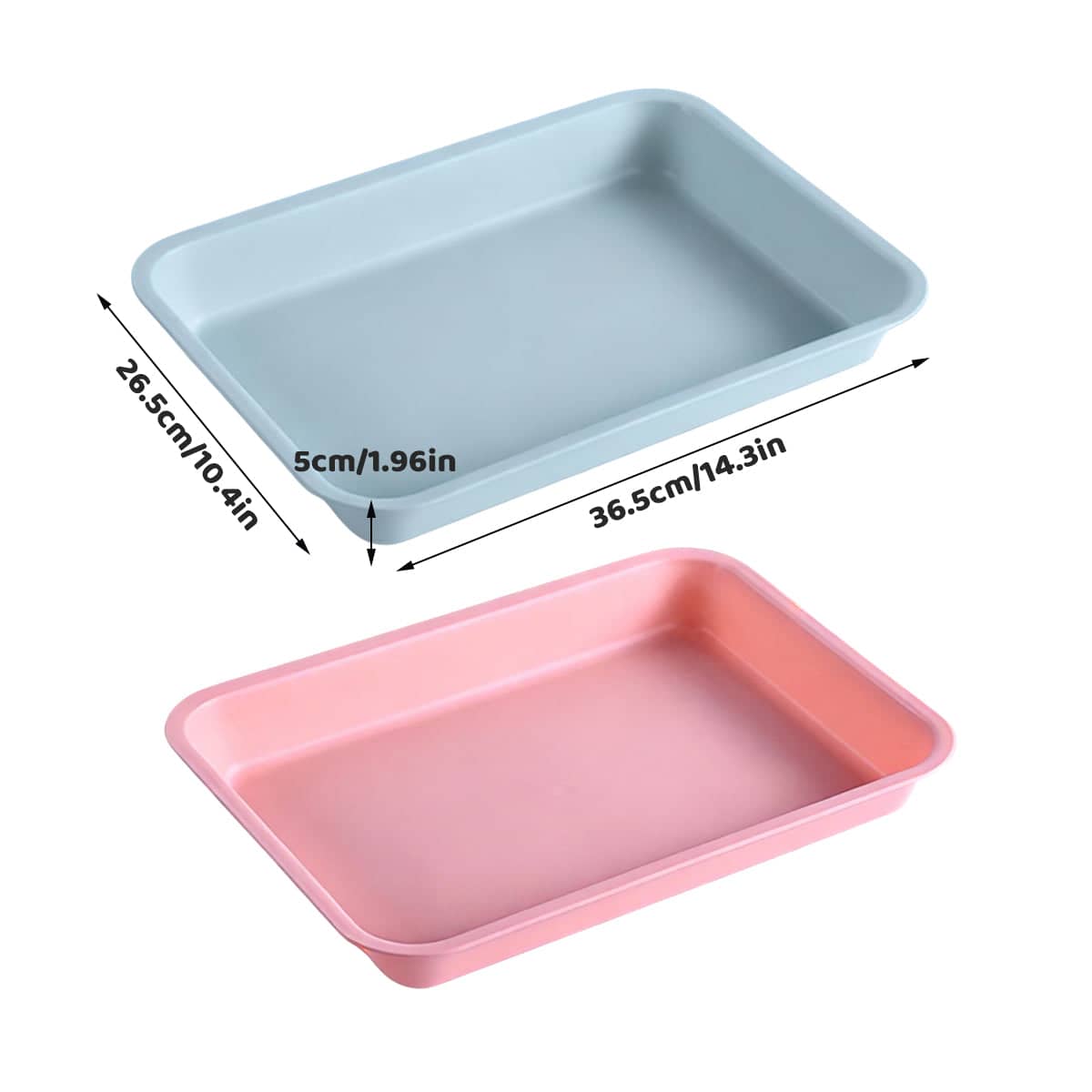 Rectangular Stackable Plastic Storage Trays, Set of 8 - Pink and Blue - view 3