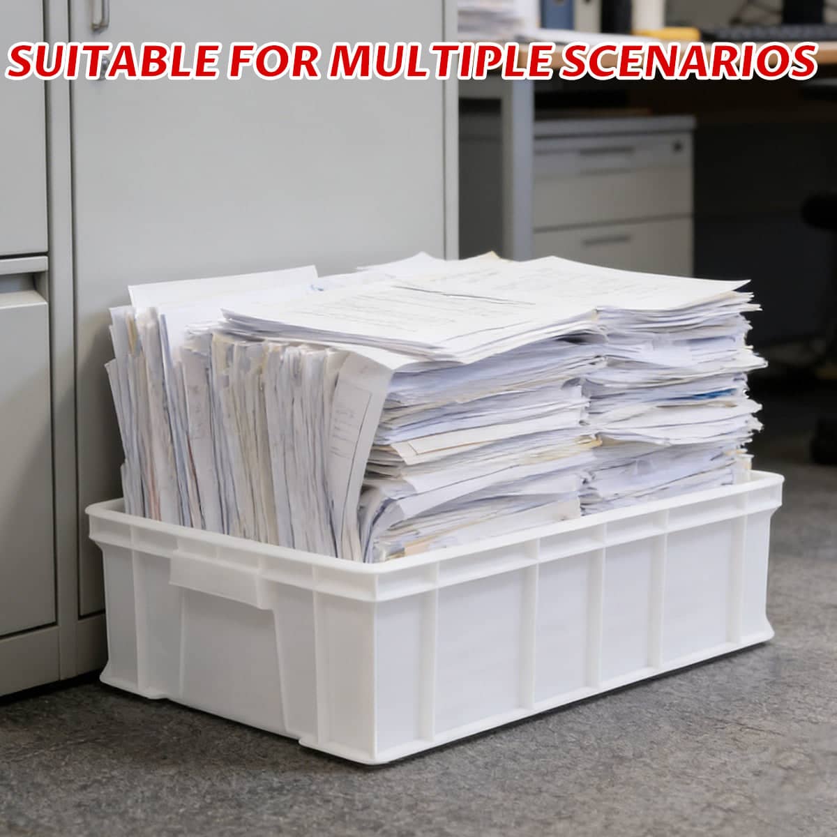 Rectangular Thickened Plastic Storage Boxes, Pack of 2 - White - view 5
