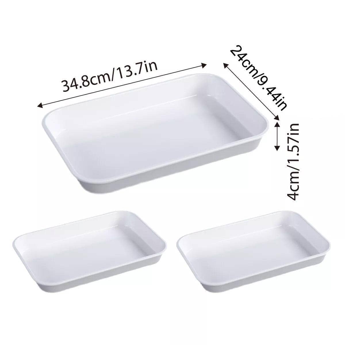 Rectangular White Plastic Deli Display Tray Set of 3 for Serving Platters - view 3