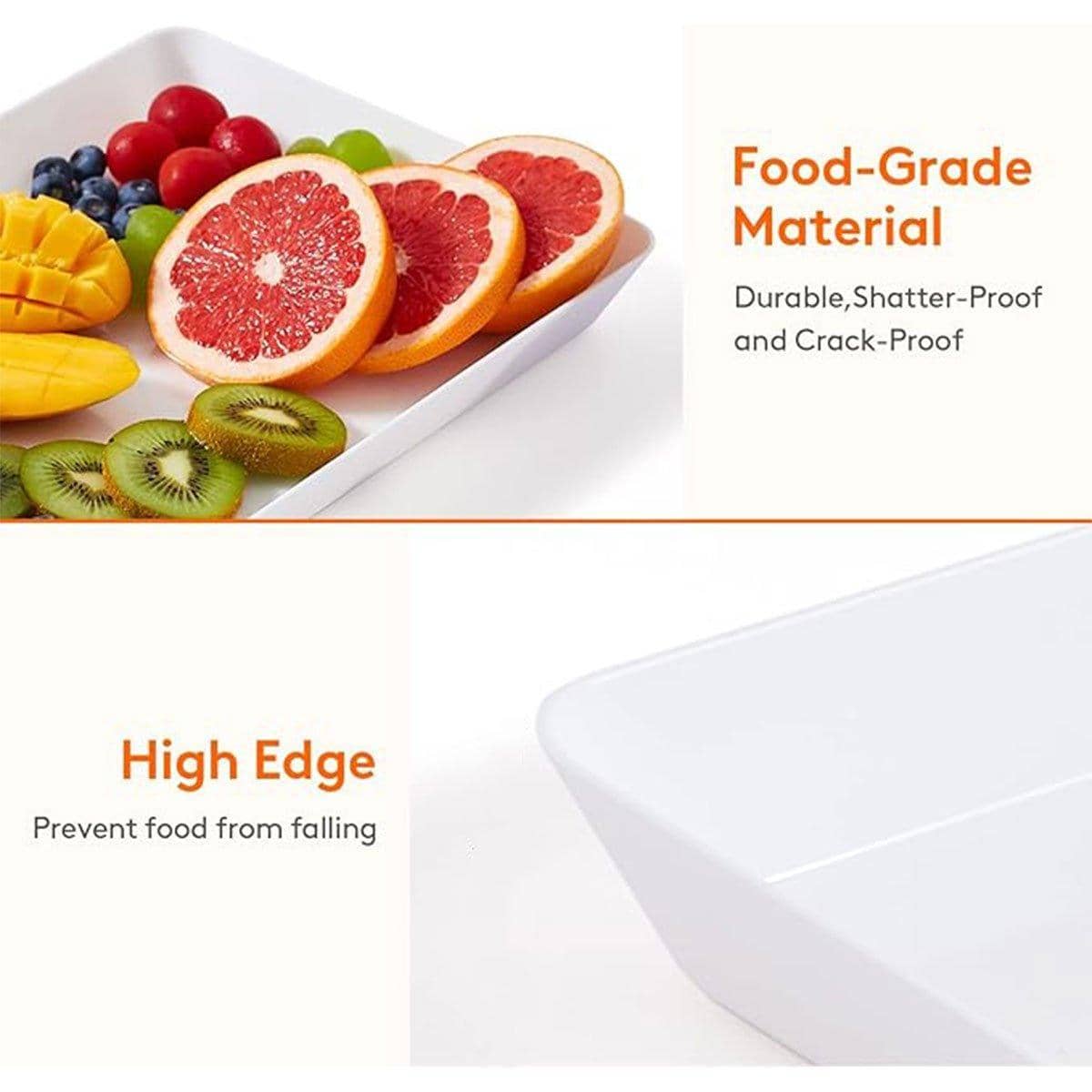 Rectangular White Plastic Deli Display Tray Set of 3 for Serving Platters - view 5