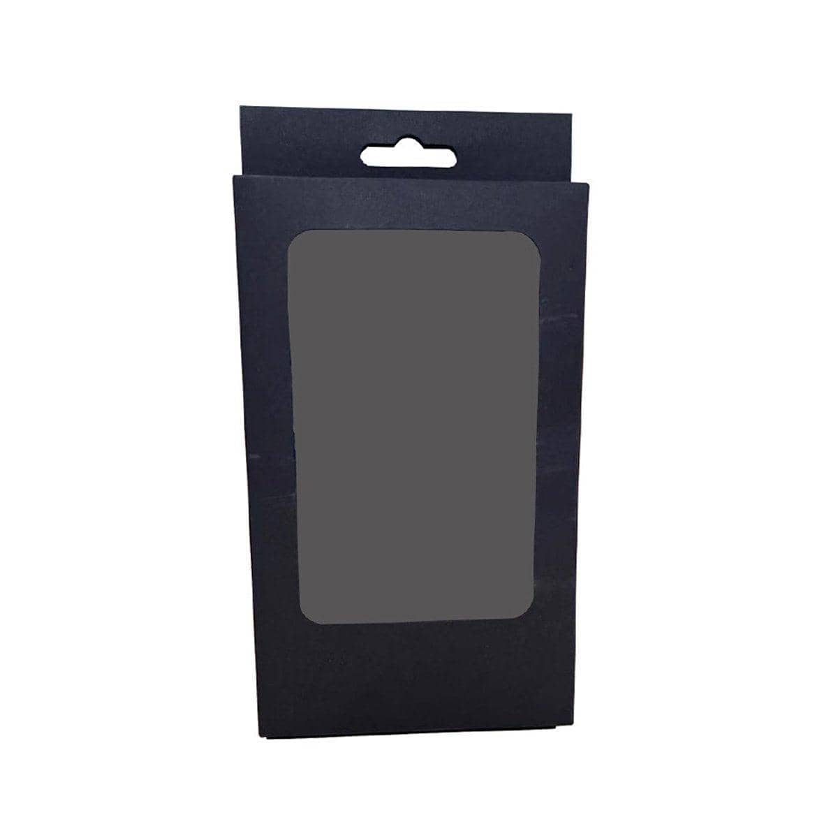 Rectangular Window Kraft Paper Gift Boxes Pack of 50 - Black, with Hook