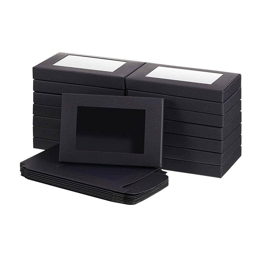Rectangular Window Kraft Paper Gift Boxes Pack of 50 - Black, without Hook