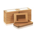 Rectangular Window Kraft Paper Gift Boxes Pack of 50 - Khaki, without Hook