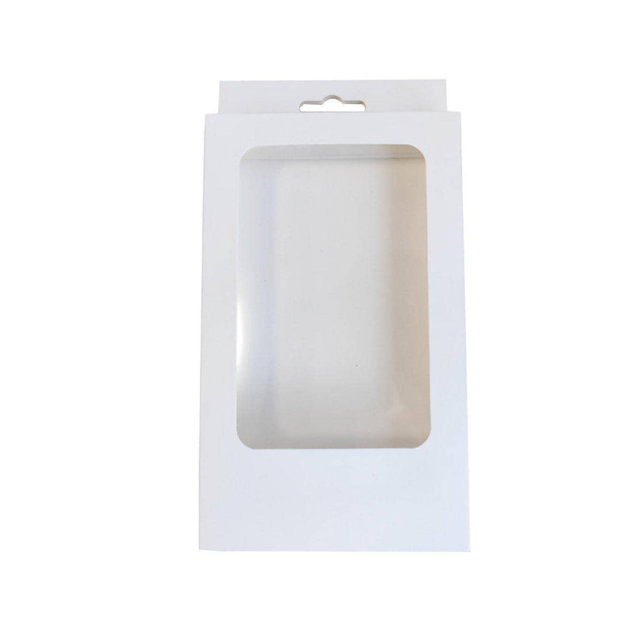 Rectangular Window Kraft Paper Gift Boxes Pack of 50 - White, with Hook
