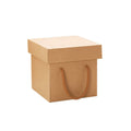 Recyclable Kraft Paper Gift Box with Handles, Pack of 10 - 20 cm Cube