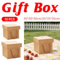 Recyclable Kraft Paper Gift Box with Handles, Pack of 10 - 20 cm Cube - view 2